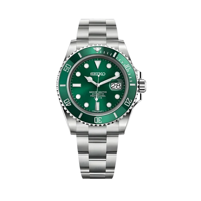 Montre mod style Submariner cadran vert Hulk — collection Submariner Velar Mods