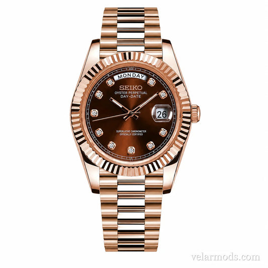 Daydate Brown Dial Rose Gold — montre mod Velar Mods