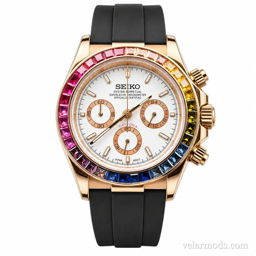 Daytona Rainbow White Oyster Flex — montre mod Velar Mods
