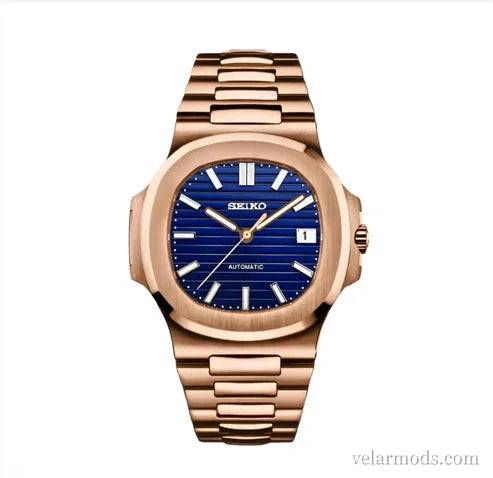 Nautilus Rose Gold Blue — montre mod Velar Mods