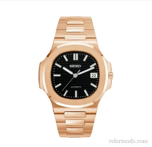 Nautilus Rose Gold Black — montre mod Velar Mods