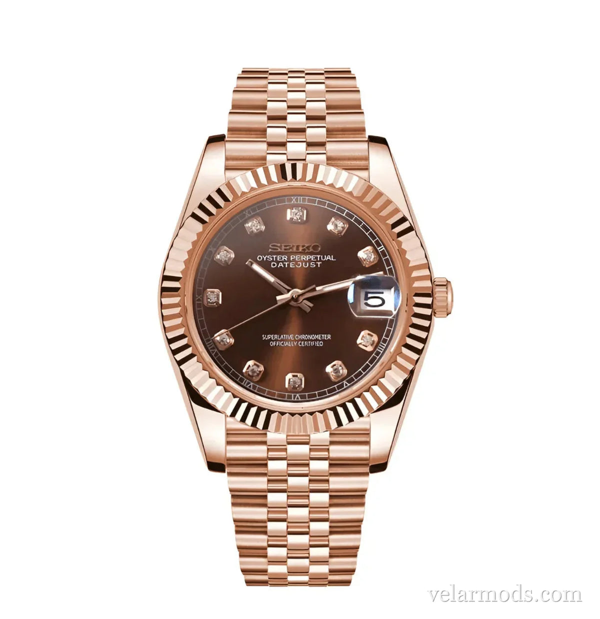 Datejust Chocolate Brown Rose Gold — montre mod Velar Mods
