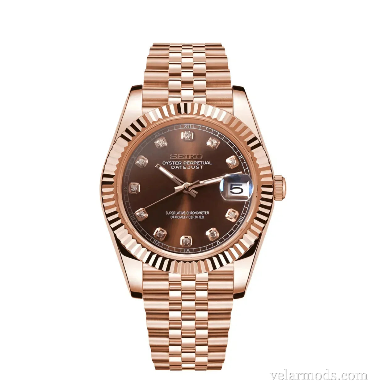 Datejust Chocolate Brown Rose Gold — montre mod Velar Mods