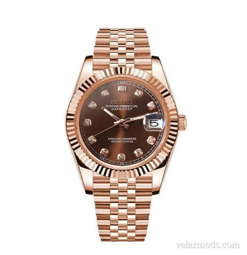 Datejust Chocolate Brown Rose Gold — montre mod Velar Mods