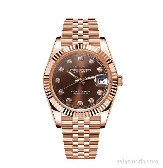 Datejust Chocolate Brown Rose Gold — montre mod Velar Mods