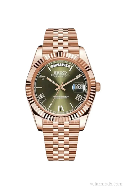 Daydate Rose Gold Olive — montre mod Velar Mods