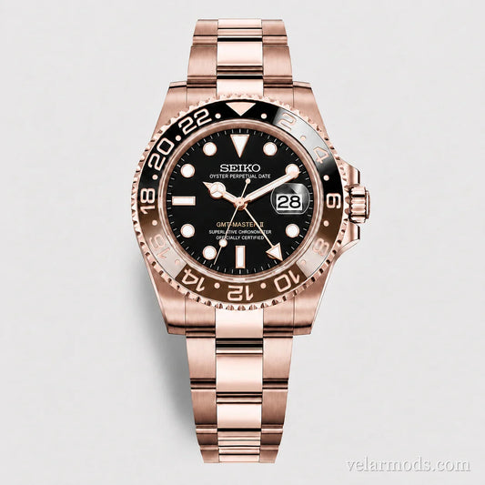 GMT Master II Rootbeer Full Rose Gold — montre mod Velar Mods