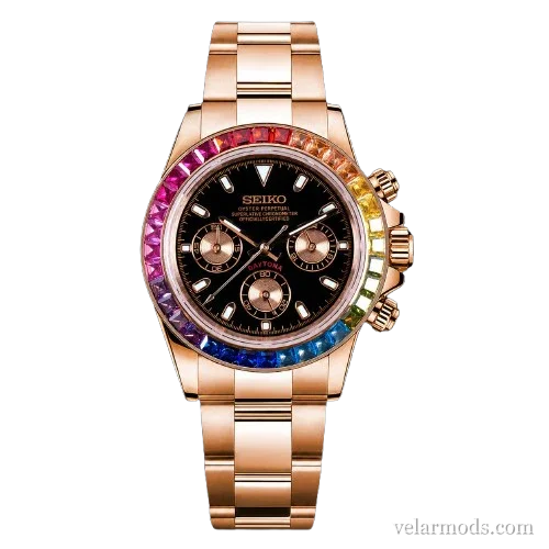 Daytona Rose Gold Rainbow — montre mod Velar Mods
