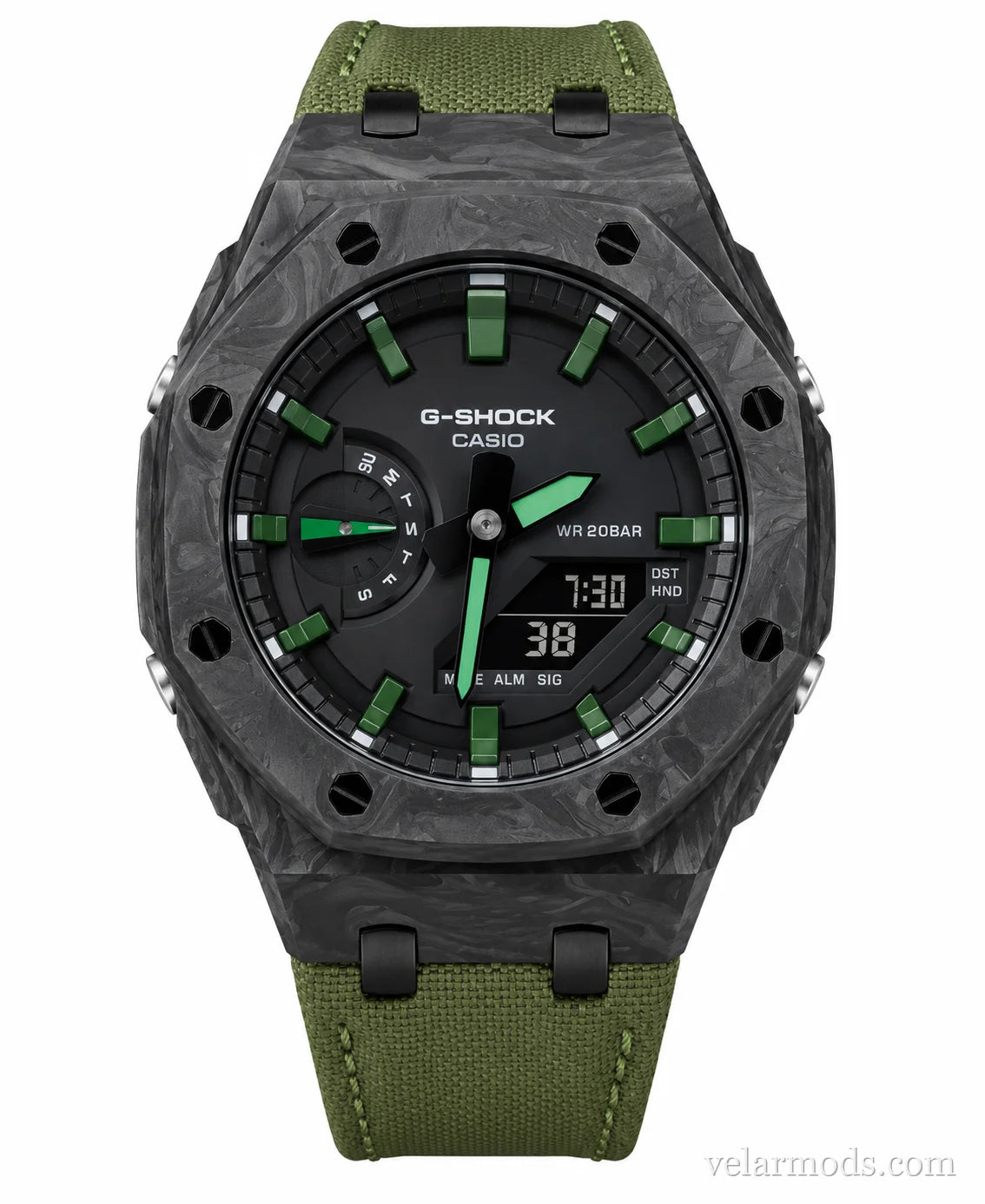 Casio G-Shock Green Carbon — montre mod Velar Mods