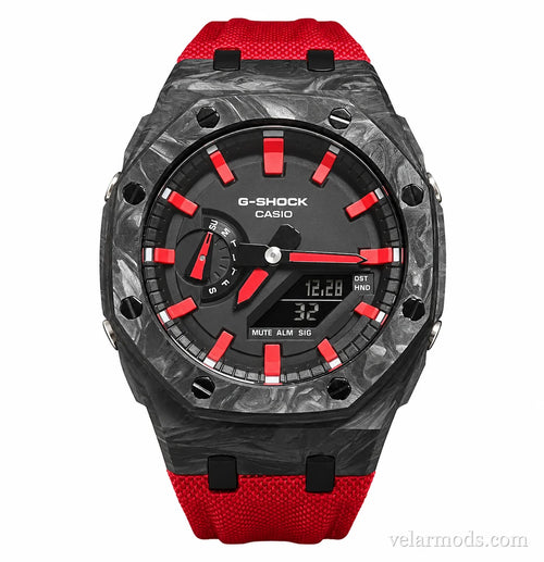 Casio G-Shock Red Carbon Fiber — montre mod Velar Mods